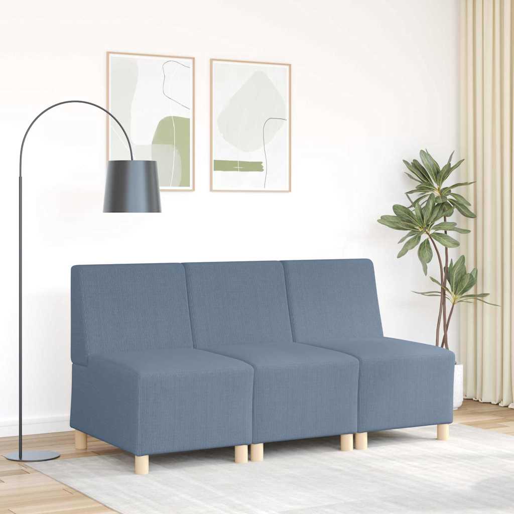 | Modular Sofa Unit Armless | Blue 55 x 74 x 82 cm Corduroy fabric
